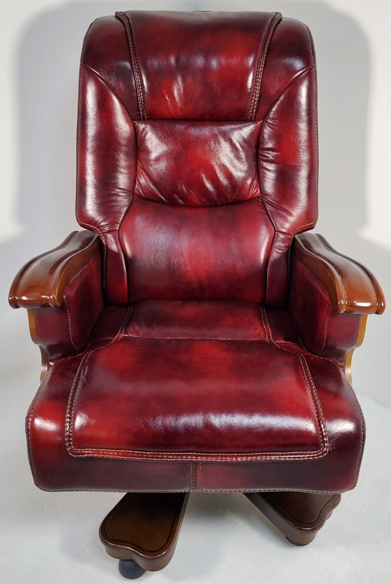 Luxury Burgundy Real Leather Office Chair Executive Boss Chair - CHA-A0630